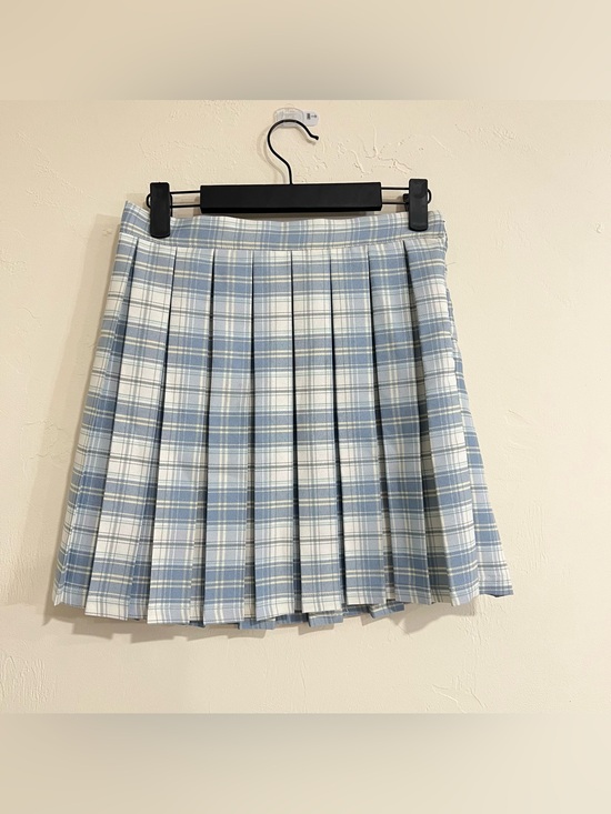 Cali1850 Dresses & Skirts - Cali 1850 Plaid Pleated Blue Mini Skirt Size Small Academia Schoolgirl Preppy